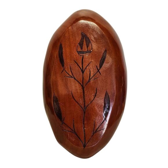 Aruba Decor Home Accents, Cherry Stained Handcrafted & Engraved Wooden Bowl XL - Picture 6 of 6